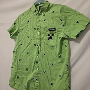 Kids Green Creeper Button Down Shirt